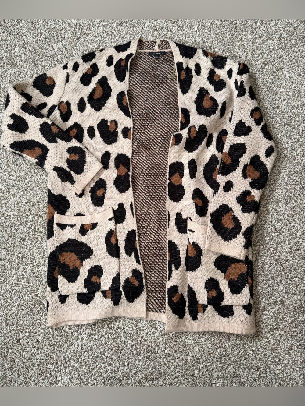 Leopard Print Open-Front Cardigan Sweater - Beige/Brown/Black